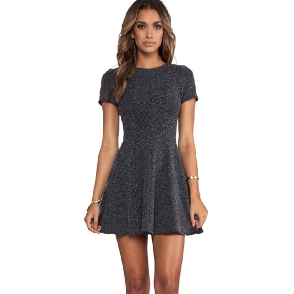 TIBI Birdeye Knit Dress Fit & Flare Black/White 2